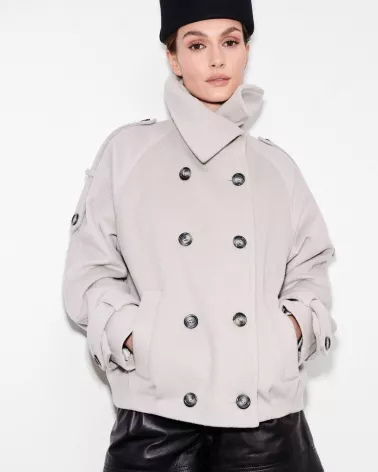 Stone wool coat with cashmere