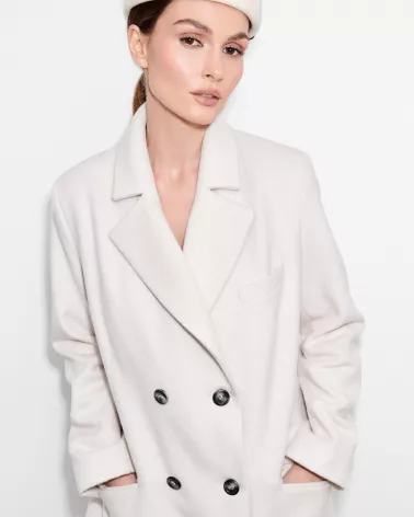 Ivory wool coat with cashmere