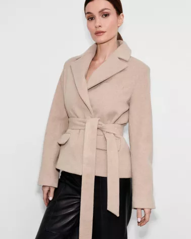 Beige wool coat with cashmere