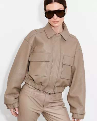 Taupe leather jacket