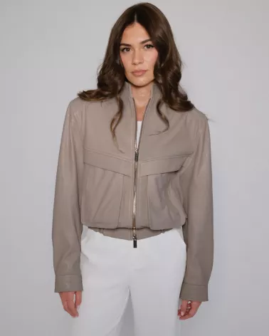 Beige leather jacket