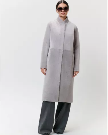 Taupe reversible sheepskin coat