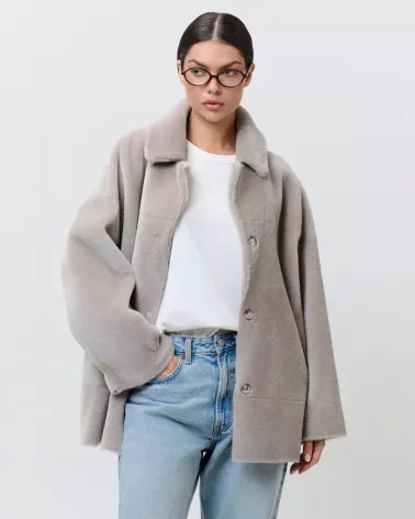 Ecru reversible sheepskin coat
