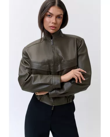 Khaki leather jacket