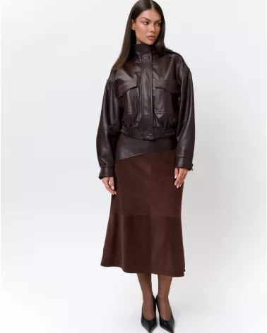 Brown leather skirt