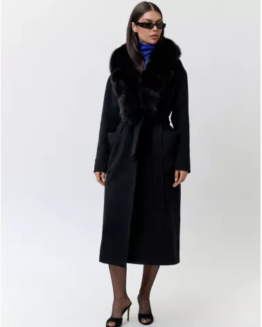 Black wool coat with cashmere