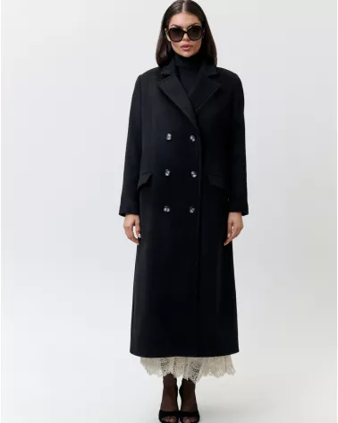 Black wool coat with cashmere