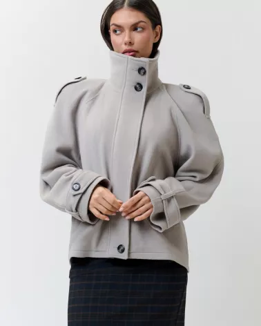 Stone wool coat with cashmere