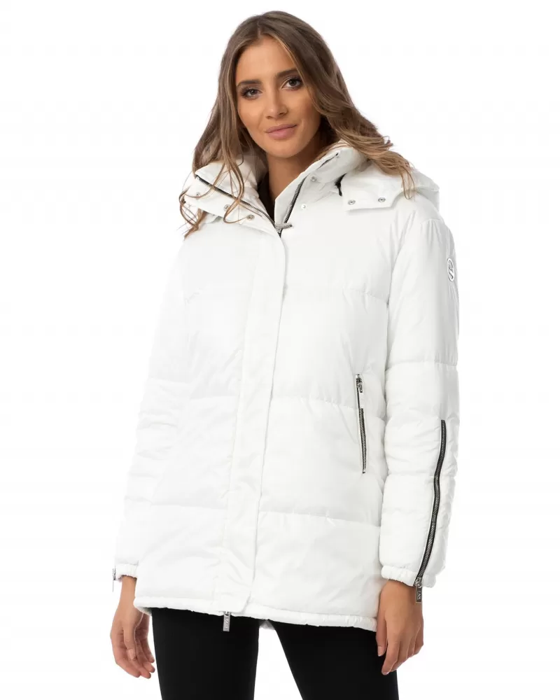 White winter jacket with hood