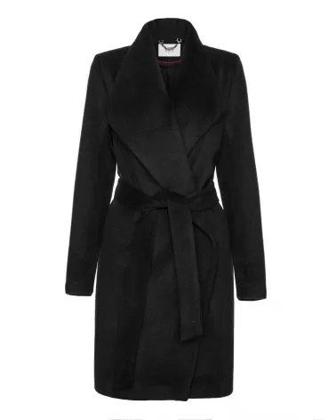 Wyprzedaż | Czarny płaszcz wełniany z kaszmirem