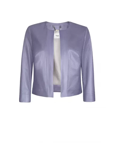 Purple perforated leather jacket