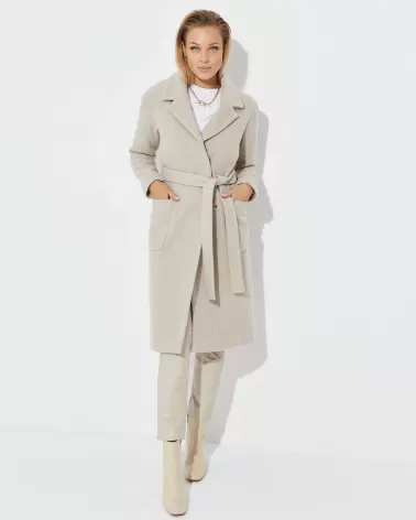 Long beige wool coat whit cashmere