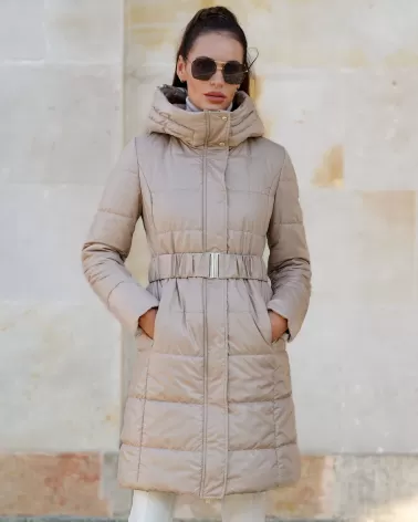 Light beige winter jacket with hood