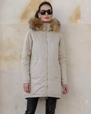 Waterproof beige parka jacket