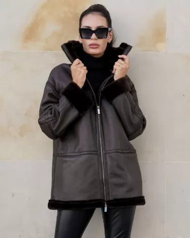 Brown sheepskin coat